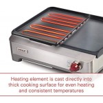 Precision Electric Griddle, Indoor Grill, 200 sq. in, Nonstick Coating, Advanced Temperature Control, Stainless Steel, Red Knob (WGGR100S)