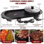 Electric Grill Hot Pot 2 in 1,Multifunctional Smokeless Grill Indoor Teppanyaki Grill/Shabu Shabu Pot with Divider - Separate Dual Temperature Contral, Non-Stick Pan BBQ Capacity for 2-12 People,110V