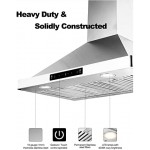 30 inch Wall Mount Range Hood 800CFM, with DC Motor, Stainless Steel Vent Hood with 6 Speeds Exhaust Fan, Convertible to Ducted and Ductless